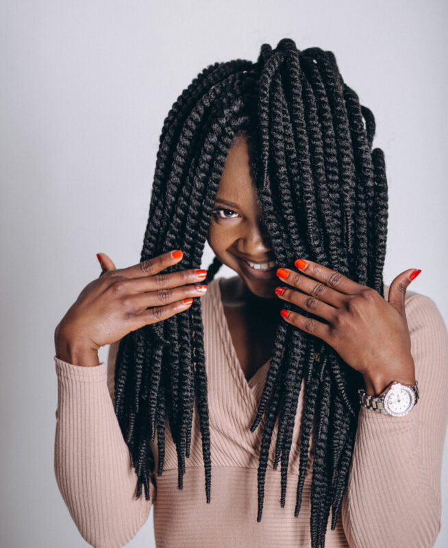 Afro american woman model in studio